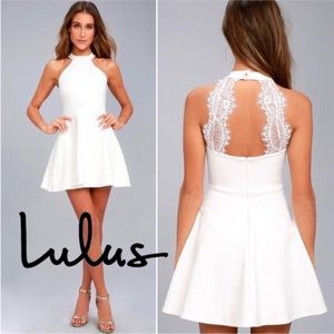 LULUS HOMETOWN GIRL WHITE LACE SKATER DRESS SZ XS